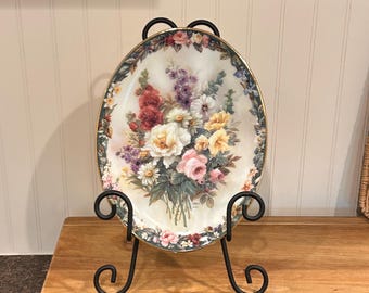 1996 Lena Liu Remembrance Collector Plate – Floral Signed Porcelain Wall Art