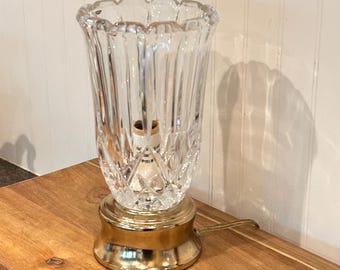 Vintage Pressed Crystal Glass 8.5” Boudoir Table Lamp Hollywood Regency MCM