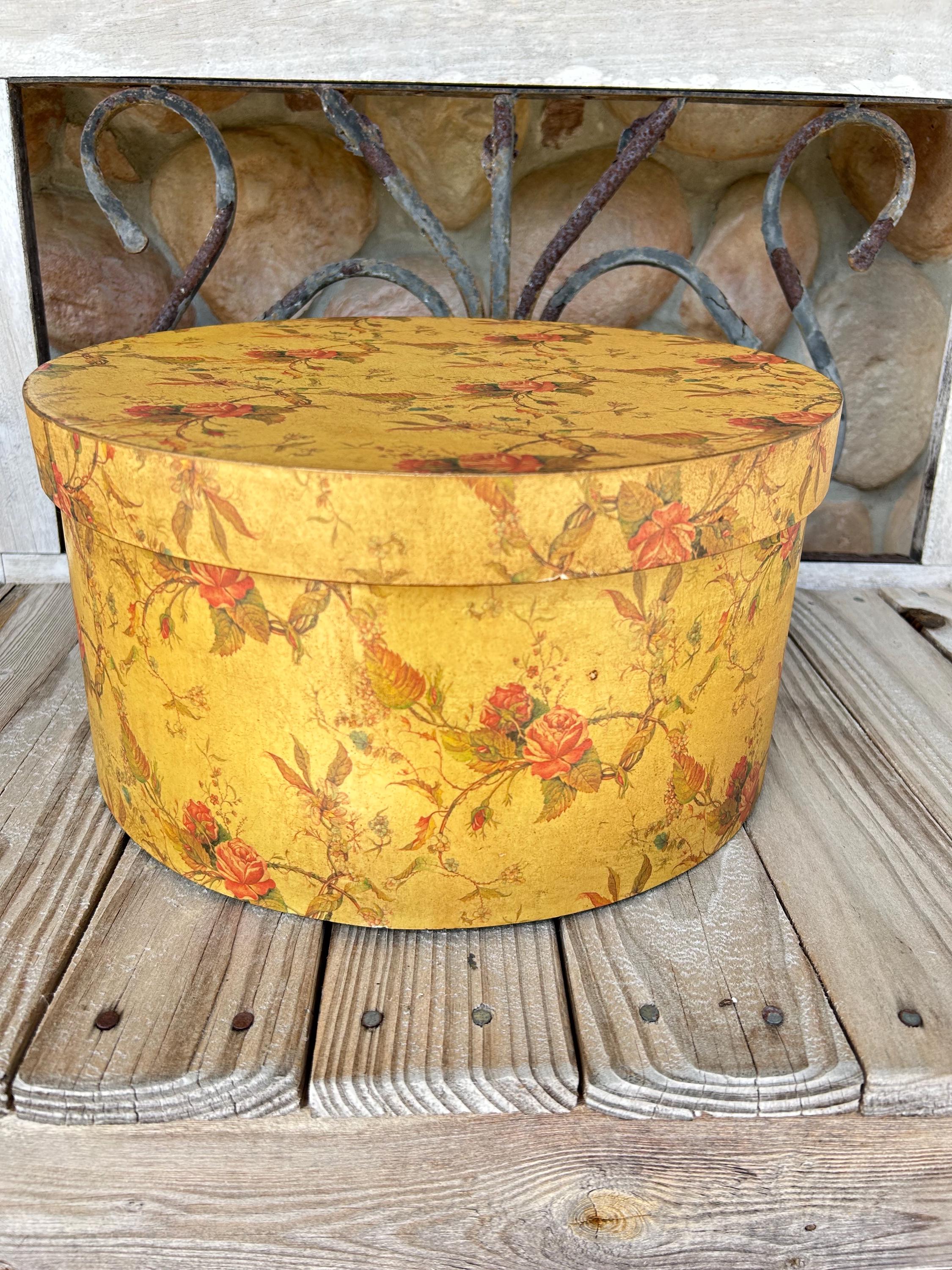Large Hat Box In Yellow Floral Floral Hat Box Canada