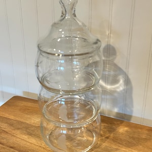 Vtg Princess House 443 Heritage Floral 3 Tier Stacking Candy Dish Apothecary Jar