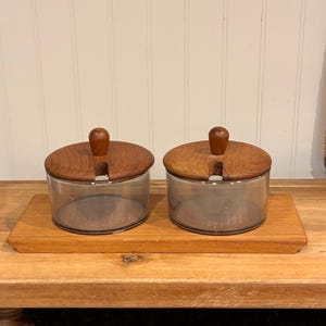 Juego de condimentos vintage MCM Lüthje Wood de teca danesa - Años 60, estilo danés moderno