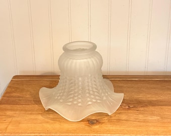 Vintage Frosted Petticoat Ruffled Ceiling Fan Replacement Lamp Shade – 2 1/8” Fitter