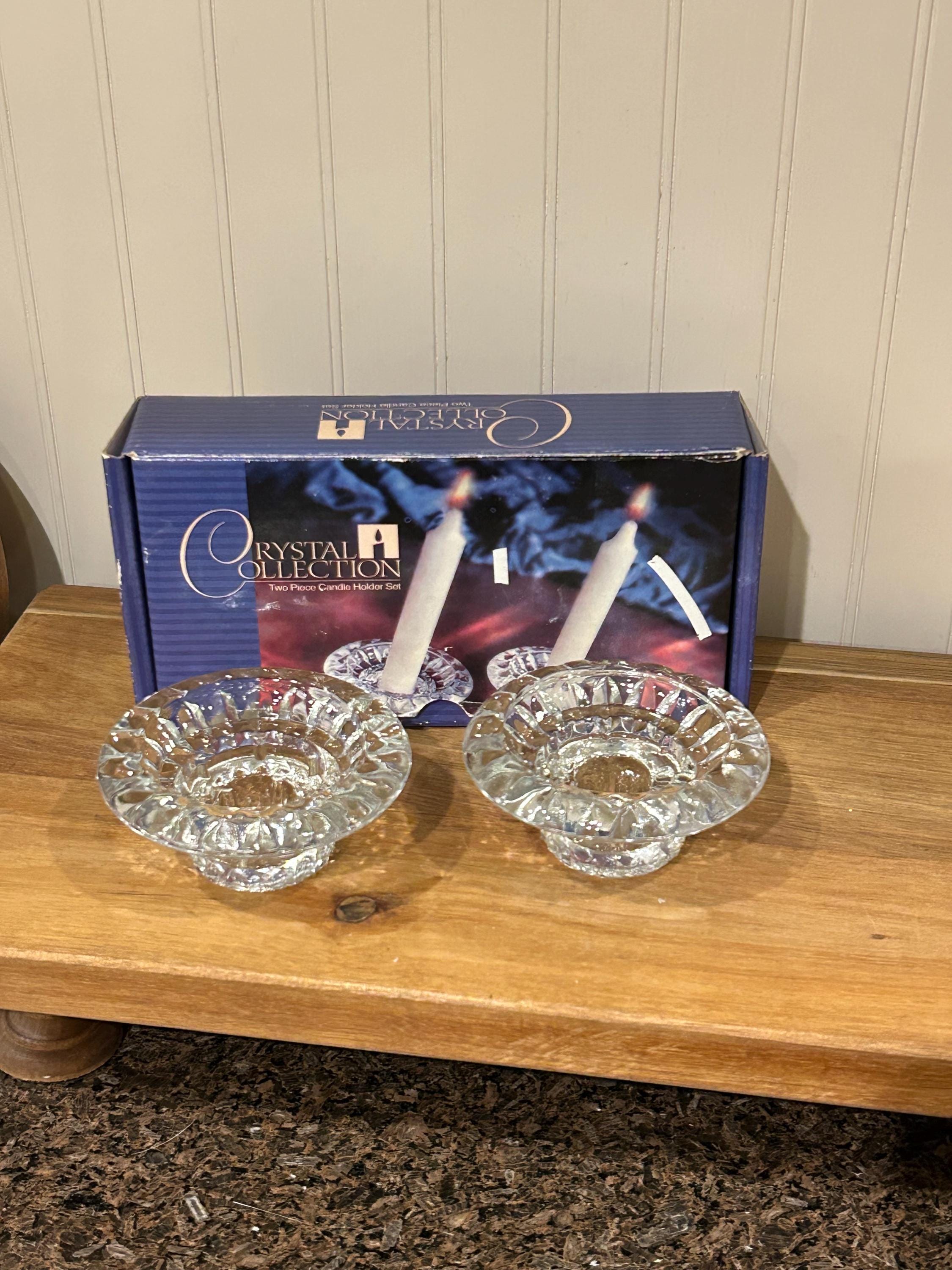 Two Piece Glass Candle Holder - Etsy