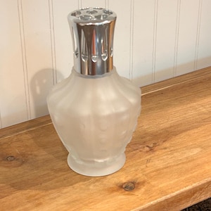 Vintage Lampe Berger Paris "Clochette Satinee" Frosted Glass Fragrance Lamp - Complete Set