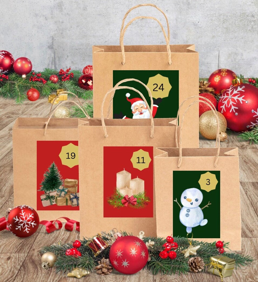Advent Calendar Cards With Numbers Advent Calendar Pictures Etsy