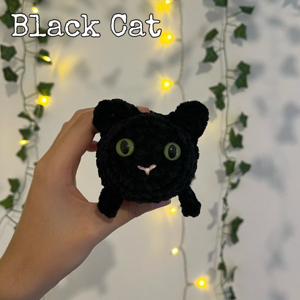 REGULAR Black Cat crochet plush handmade crochet plush chonky black cat gift for cat lovers decor giff crochet gift