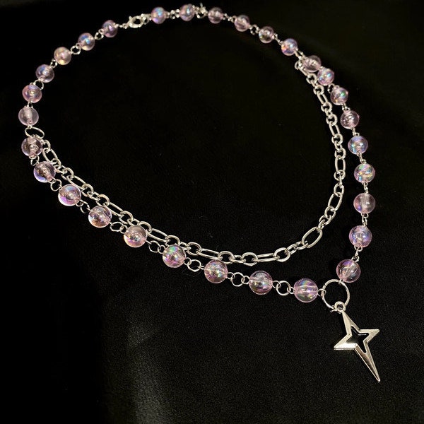 Celestial star necklace Pretty pearl pendant | Beaded Jewelry Fairycore Charm Bead | Accessories | Gift idea | Handmade