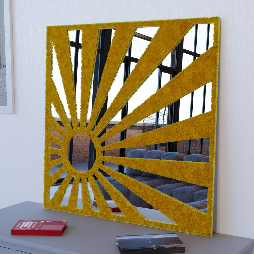 Rug Mirror Tufted Mirror Wavy Mirror Sunburst Mirror Etsy