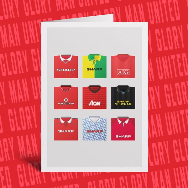 Man United retro shirts greeting card