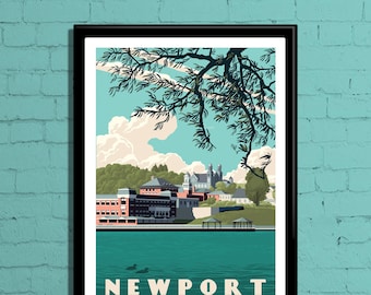 Newport Vermont Retro Travel Poster, Newport VT Travel Print, Newport Travel Print, Newport VT Wall Art, Vermont Travel Print, Vermont Gift