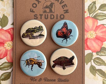 Garden Animals Button Pack - Original Design / Artwork - NO AI!