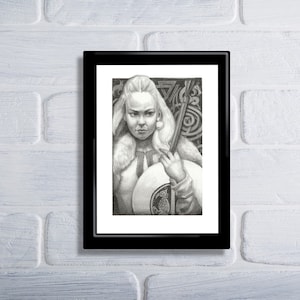 Valkyrie at Valhalla art, Valkyrie art, Valkyrie Drawing , Norse mythology, Valkyrie Postcard, Norse art, Norse postcard, Valkyrie wall art