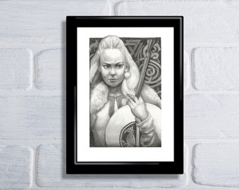 Valkyrie at Valhalla art, Valkyrie art, Valkyrie Drawing , Norse mythology, Valkyrie Postcard, Norse art, Norse postcard, Valkyrie wall art