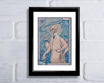 The Scientist, Scientist postcard, Scientist oracle card, Scientist Wall Art, Scientist Print, Fantasy Scientist art, Oracle art,