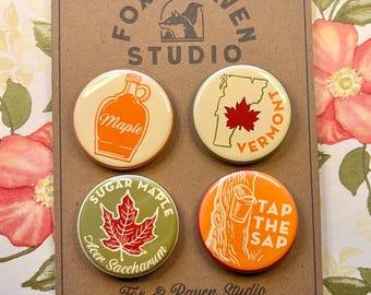 Vermont Souvenir Button Pack - Original Design / Artwork - NO AI!