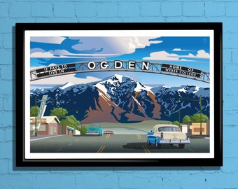 Ogden Welcome Sign Retro Travel Poster, Ogden Utah Travel Poster, Ogden Travel Print, Ogden Utah Wall Art, Ogden Utah Travel Art, Ogden Art