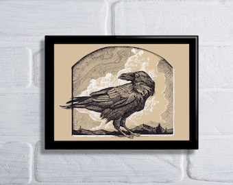 Raven, Raven Illustration, Gothic Illustration, Raven Fantasy Art, Fantasy Art, Raven Illustration, Raven Post Card, Gothic Raven, Bird art