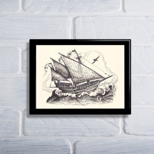 Sailing Ship Print, Ship art, Sailing Ship Art, Sailing Ship Wall Art, Fantasy Art, Ship at Sea, Nautical Art, Sail Ship, Ship Illustration