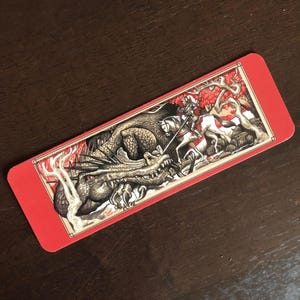 Knight & Dragon Bookmark, Dragon  bookmark, knight bookmark, fantasy bookmark, illustration bookmark