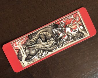 Knight & Dragon Bookmark, Dragon  bookmark, knight bookmark, fantasy bookmark, illustration bookmark