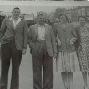 Vintage Friends out for the day walking photograph, black and white, nice social fashion snap