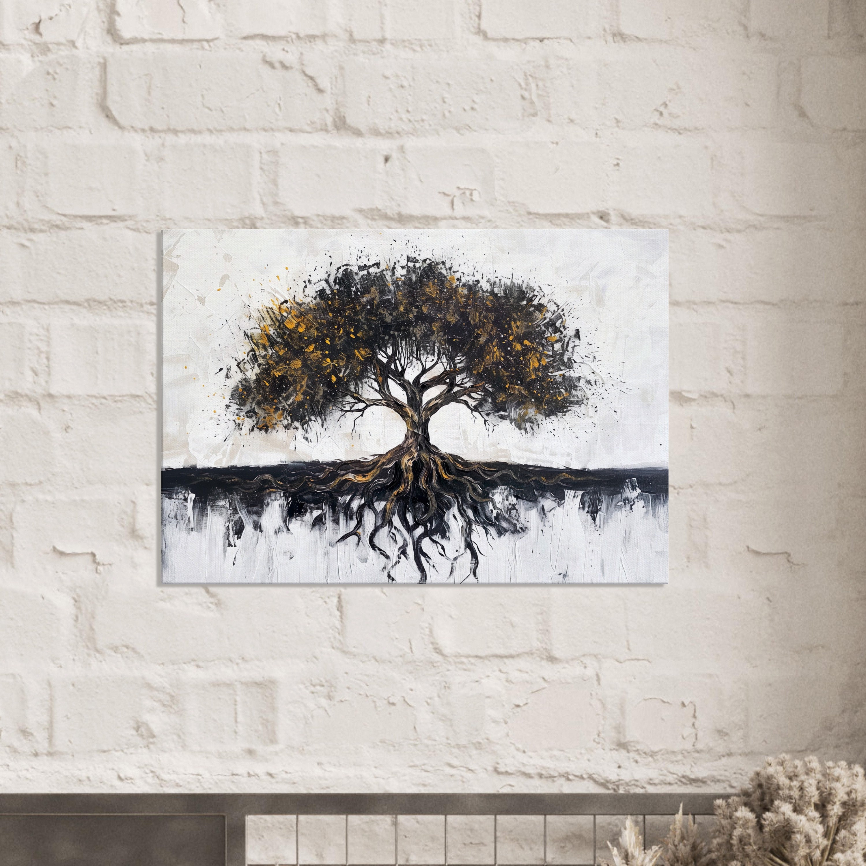 SIXTTART Tree Of Life Wall-Art - Graffiti Canvas Wall Decor - 3-delige muurkunst voor woonkamer klaar om op te hangen, maat 91 x 61 cm