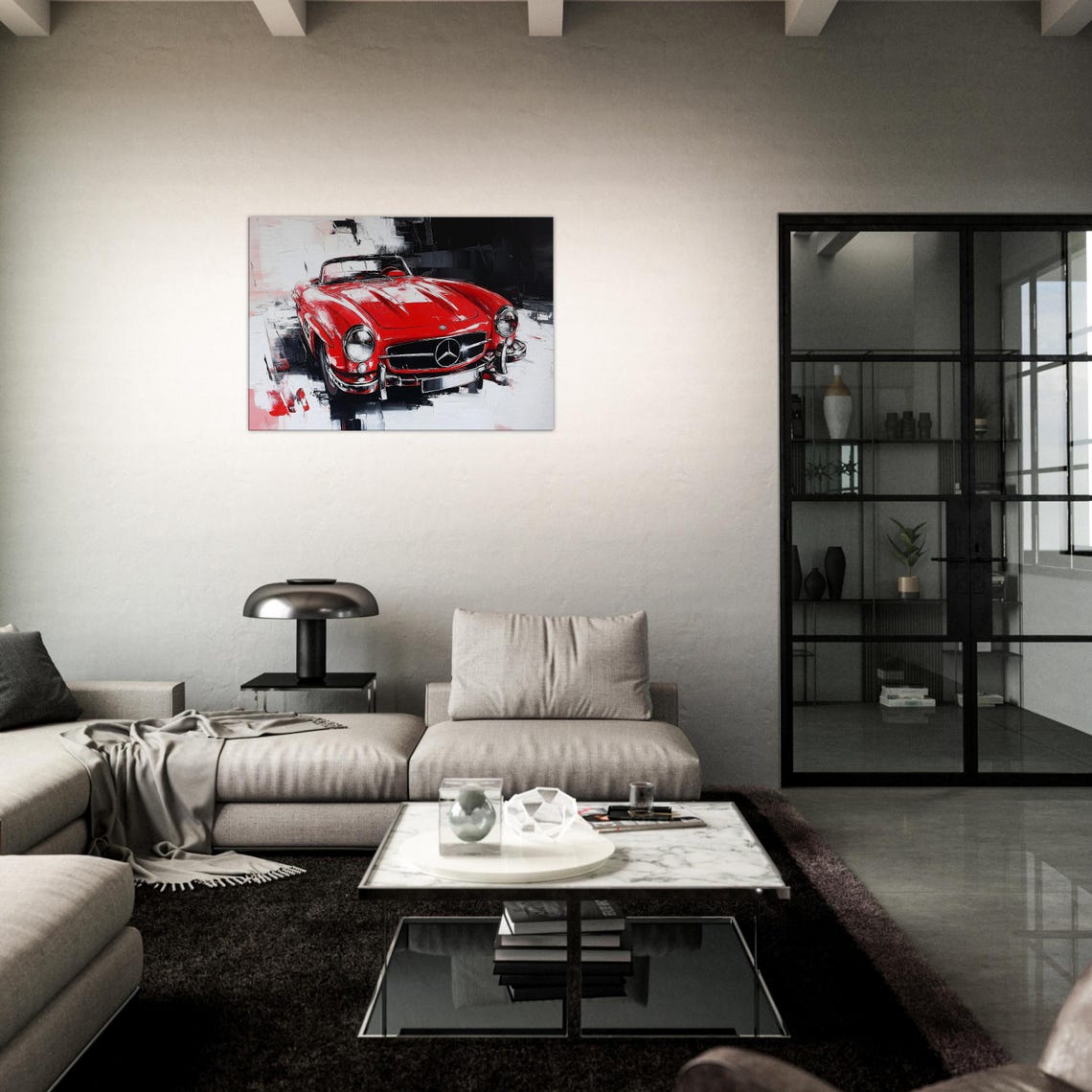 Dynamic Mercedes Benz 300 SL Printed on Canvas, Daimler Wall Art ...