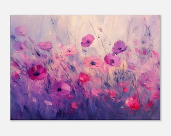 Dreamy flower meadow canvas print, floral wall decoration, botanical art, floral wall art, living room wall decor, flower art print