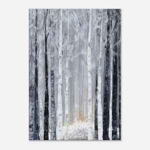 Birch Tree Wall Art Forest Canvas Forest Poster Forest Print Black and White Landscape Birch Wall Art Trees Printed