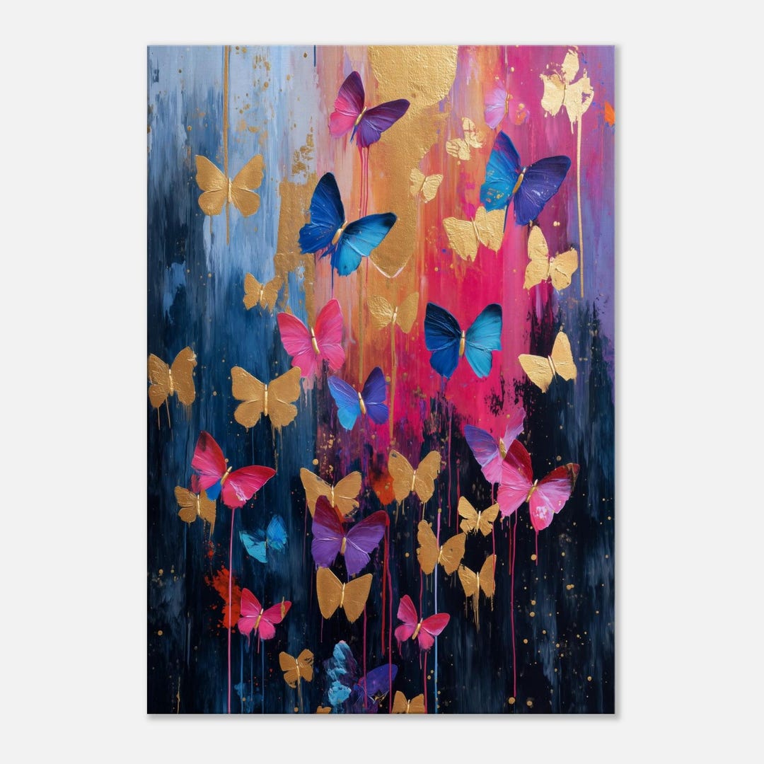 Butterfly Wall Art, Abstract Butterfly Art Print, Large Colorful ...