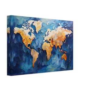 Wereldkaart gedrukt op canvas, Art Print, canvas kunst aan de muur, wereldkaart canvas wand decor, moderne muur foto's,