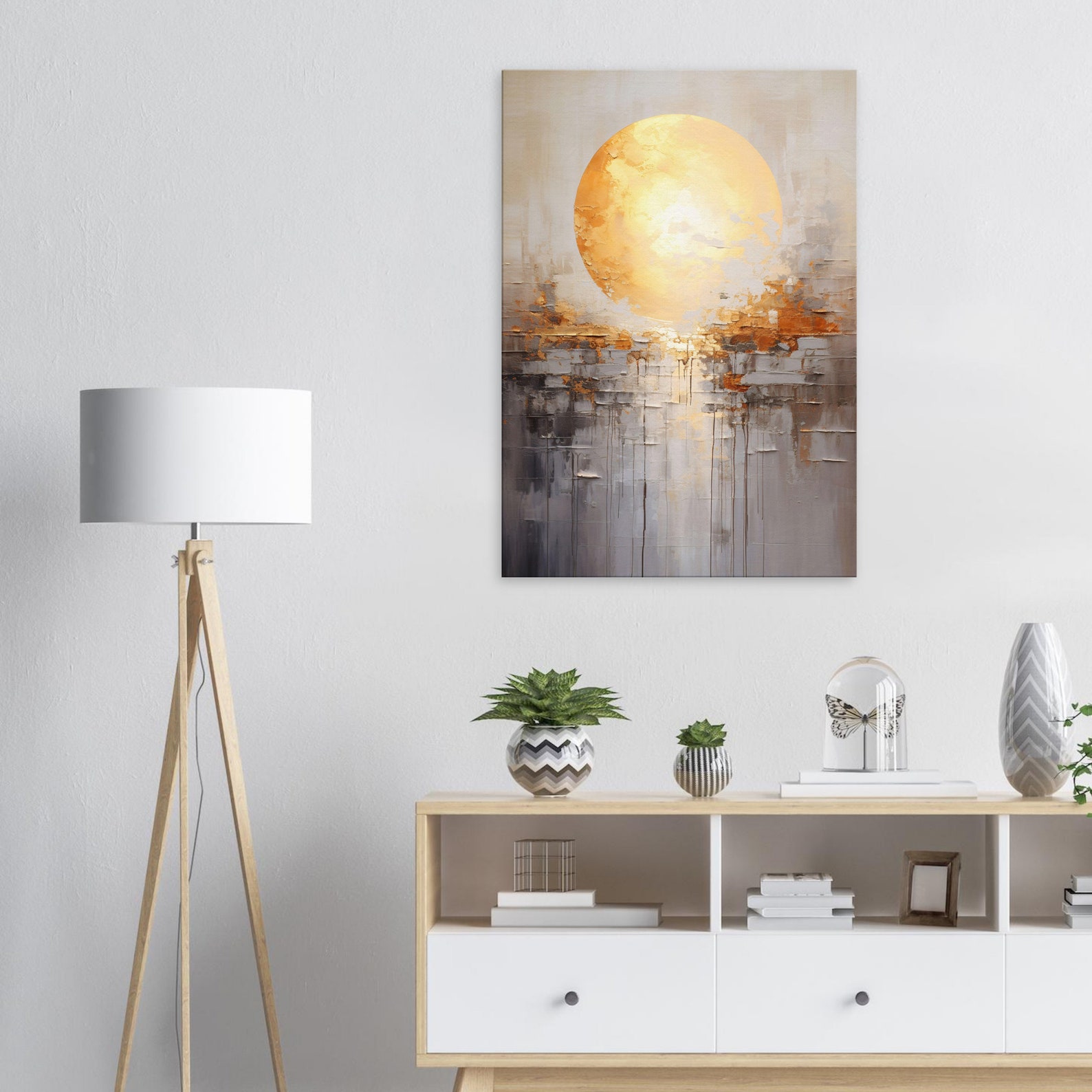 Abstract Moon Printed on Canvas, Canvas Art City Wall Decoration ...