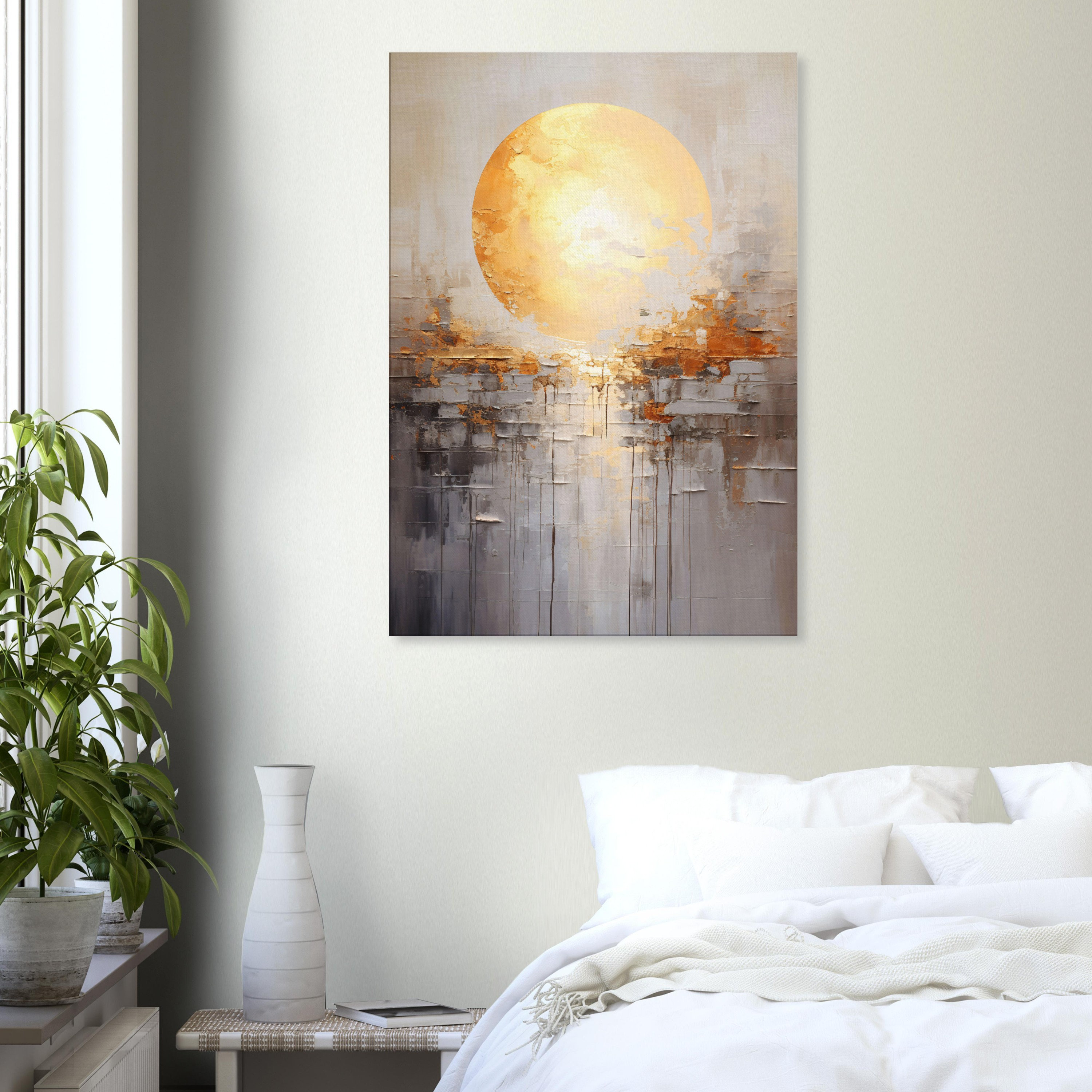 Abstract Moon Printed on Canvas, Canvas Art City Wall Decoration ...