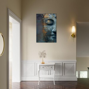 Buddha wall art in gold and blue, Zen art, Buddha canvas print, Buddha paintings for living room, abstract wall art image 6
