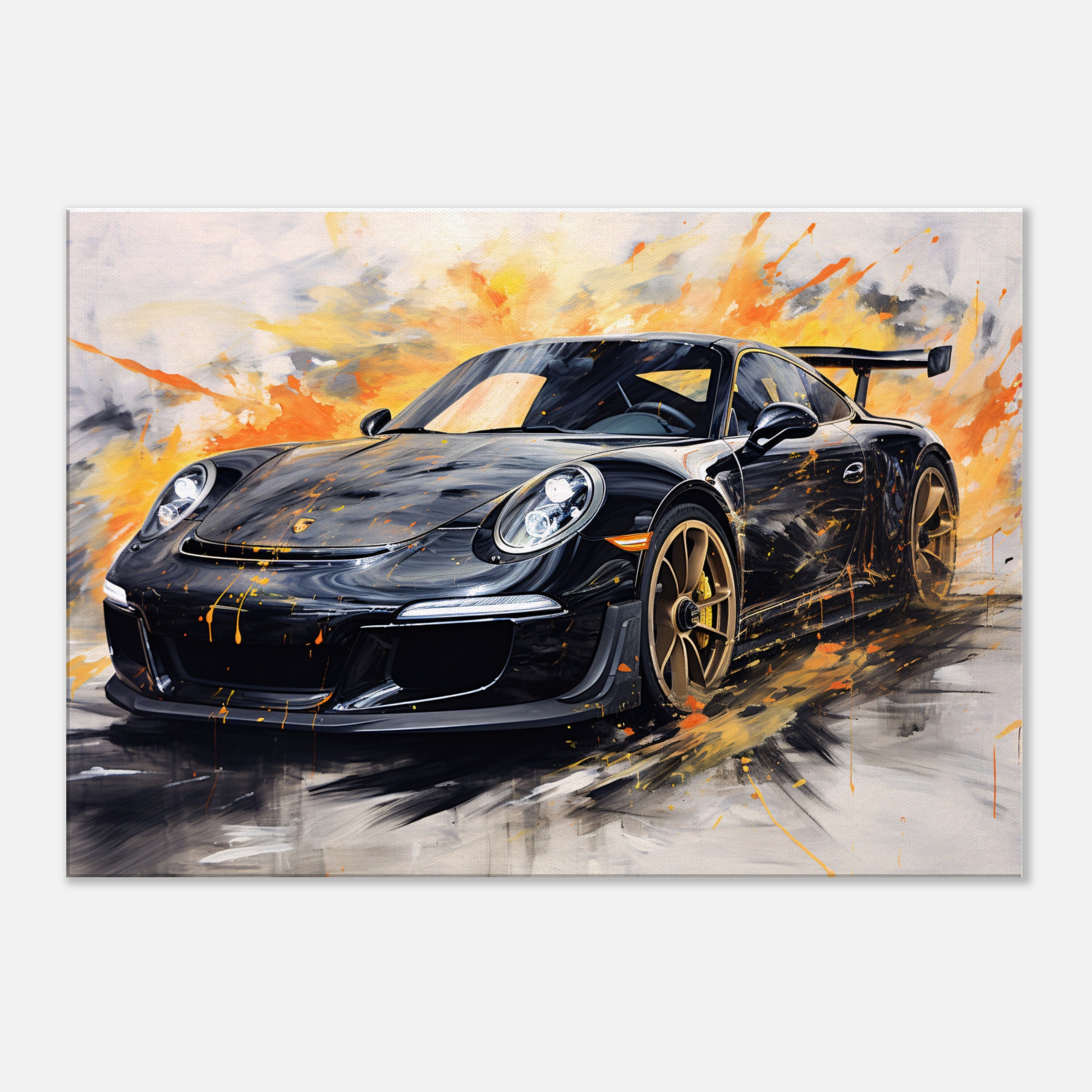Porsche 911 GT3 black canvas pop art wall picture colorful Porsche canvas wall picture wall decor modern