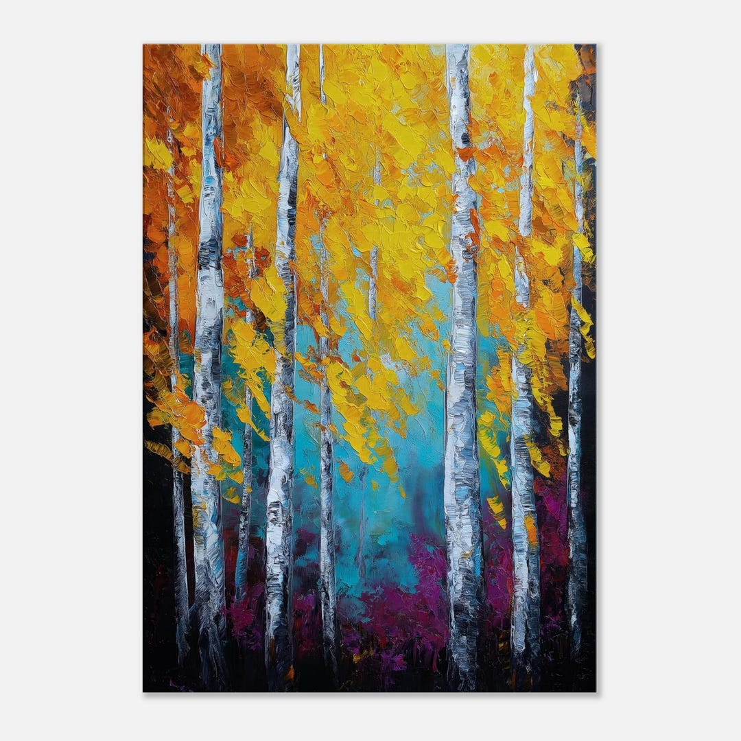 Colorful Birch Forest Canvas Wall Art, Vivid Tree Landscape Print, - Etsy