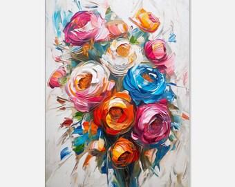 Poster con bouquet di fiori selvatici - Decorazione murale floreale astratta e colorata, delicata stampa artistica di fiori dai colori pastello con bouquet.