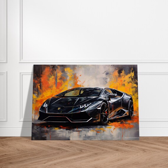 Lamborghini Huracan Black Canvas Pop Art Mural Colorful