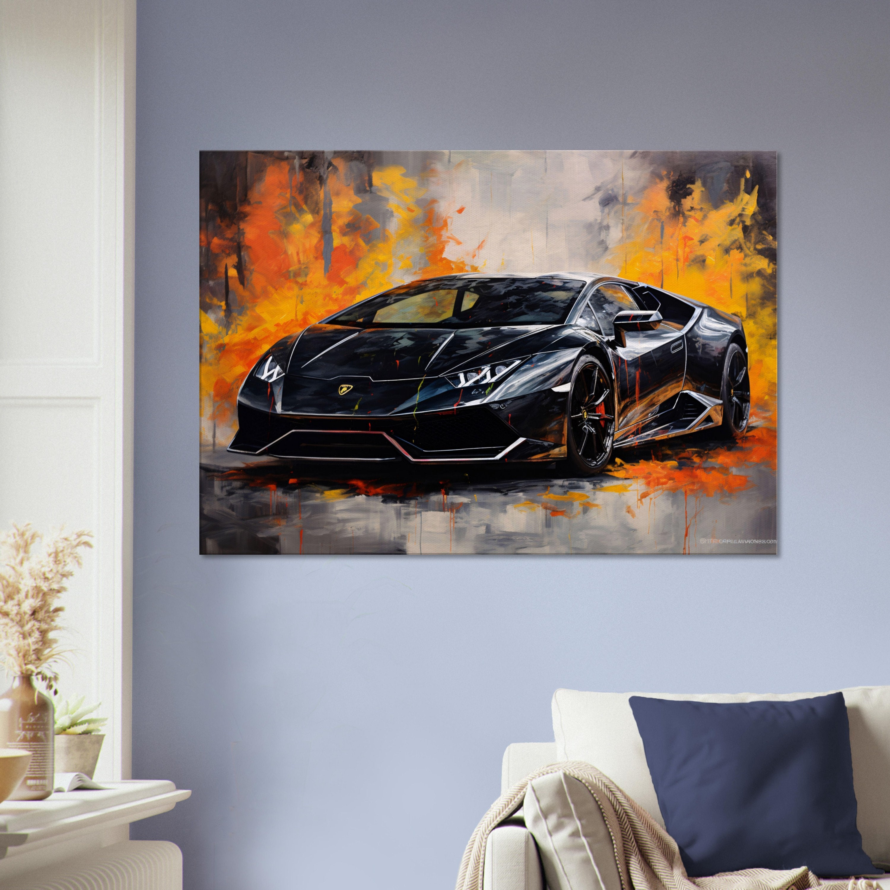 ランボルギーニ ウラカン ブラック キャンバス ポップアート 壁画