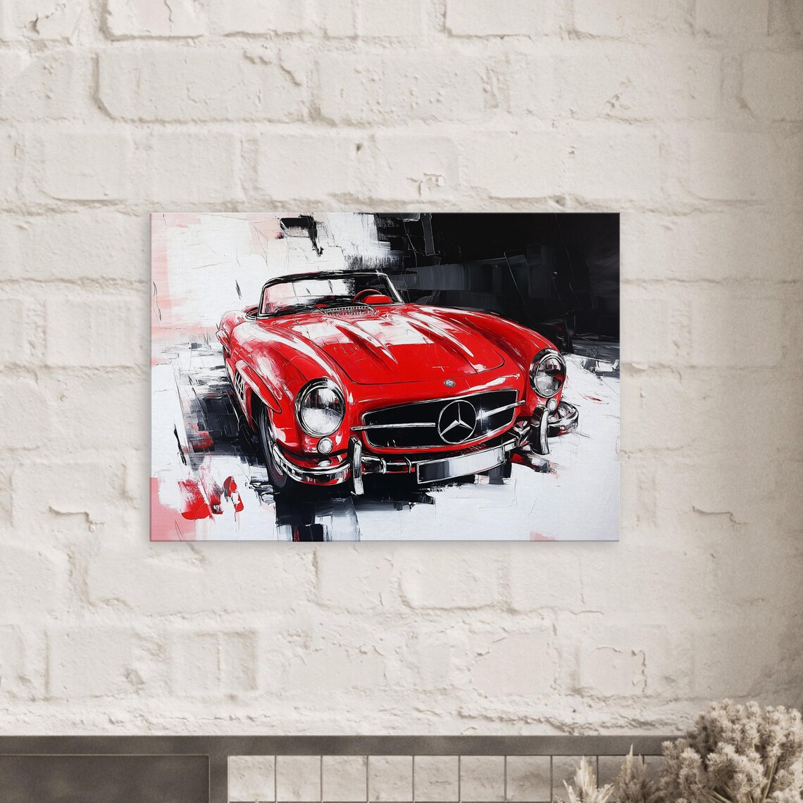 Dynamic Mercedes Benz 300 SL Printed on Canvas, Daimler Wall Art ...