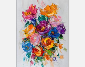 Wildflower Glass Vase Poster - Colorful Pastel, Romantic Floral Wall Decor, Wall Art with Delicate Floral Motifs, Wildflower Art Print