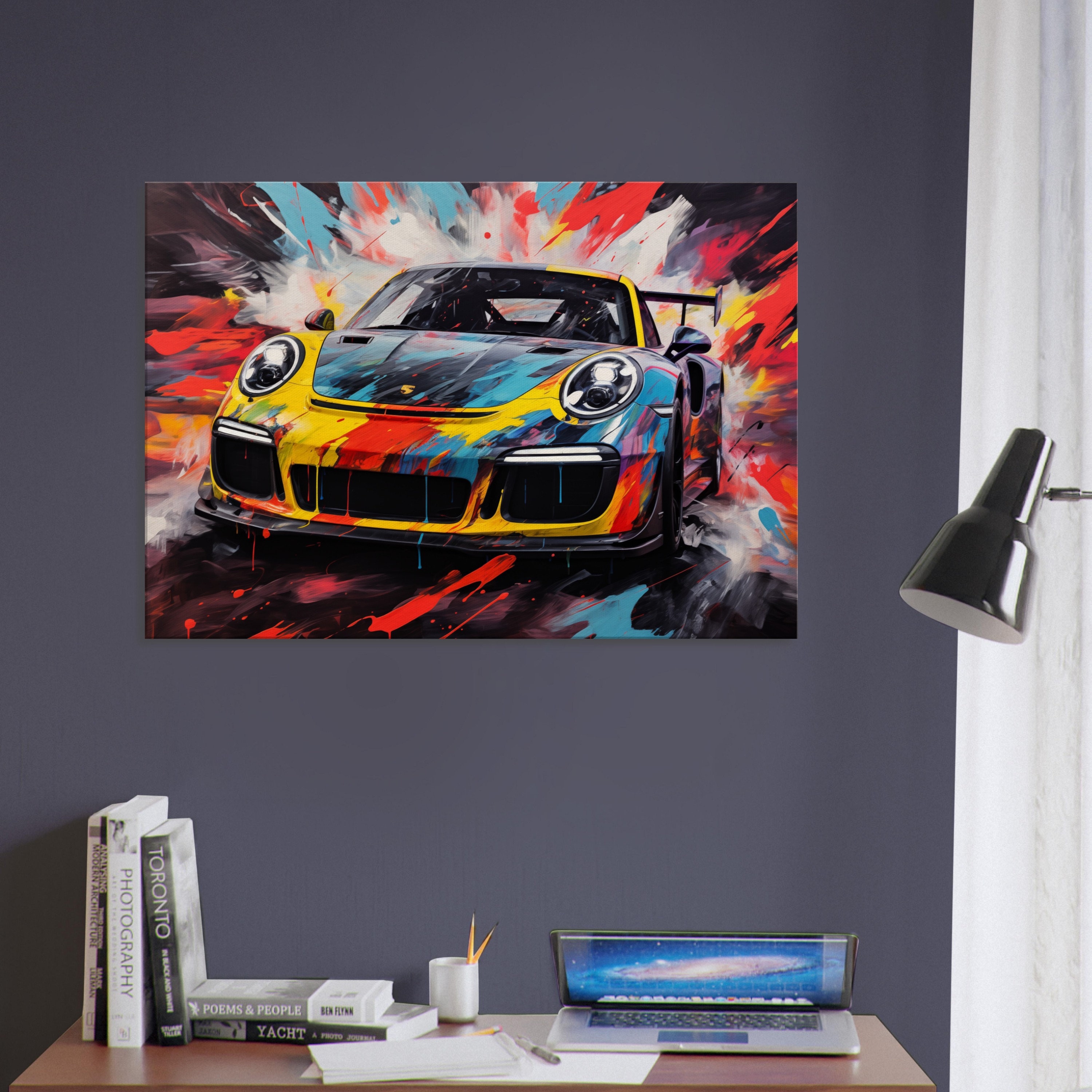 Poster De Voiture Porsche 911 GT - Peinture Décorative Sur Toile Pour Salon, Chambre à Coucher - 40 X 40 Cm