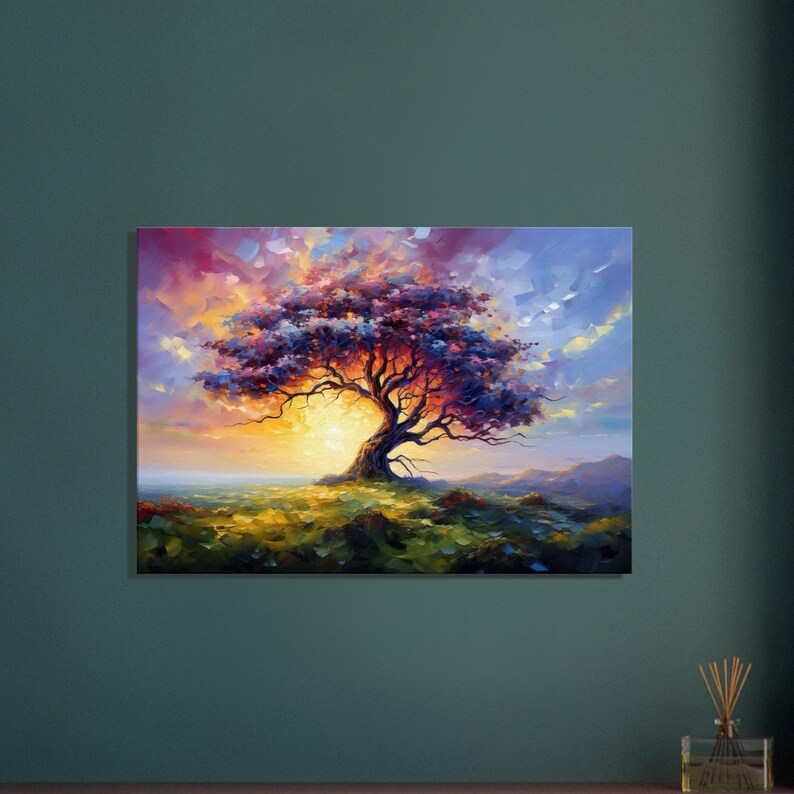 Colorful Tree Printed on Canvas, Living Room Wall Decoration, Yggdrasil ...