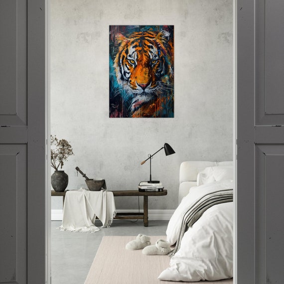 Colourful Tiger Canvas Print, Modern Wall Decoration, Abstract Art