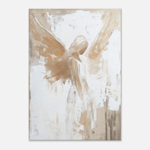 Abstraktes Engelsgemälde gedruckt auf Leinwand, Minimalistische Wandkunst, Engel Wandkunst, boho wandkunst deko, boho wanddeko wohnzimmer