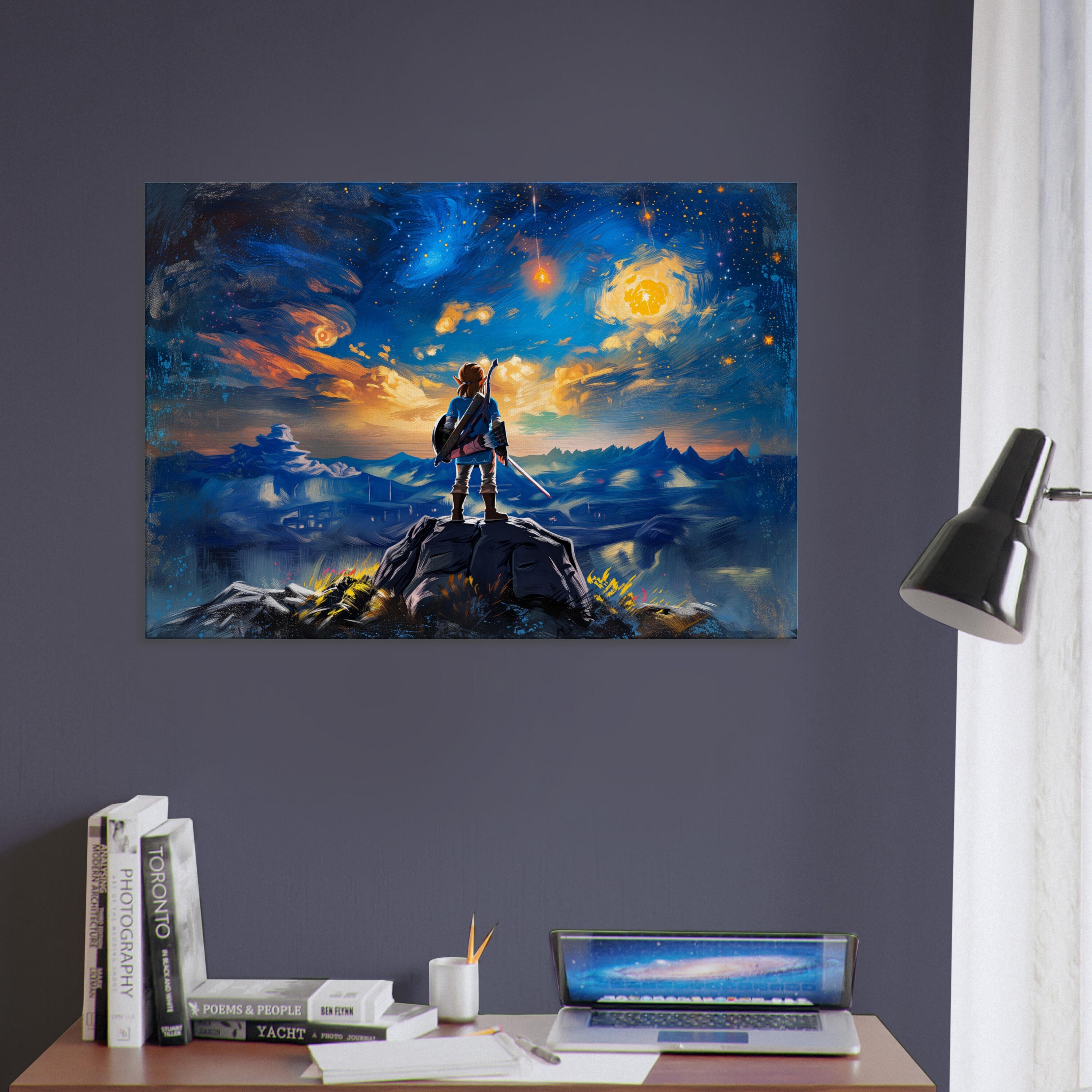 Heroic Figure Printed on Canvas, Zelda Wall Art, Zelda Wall Decor