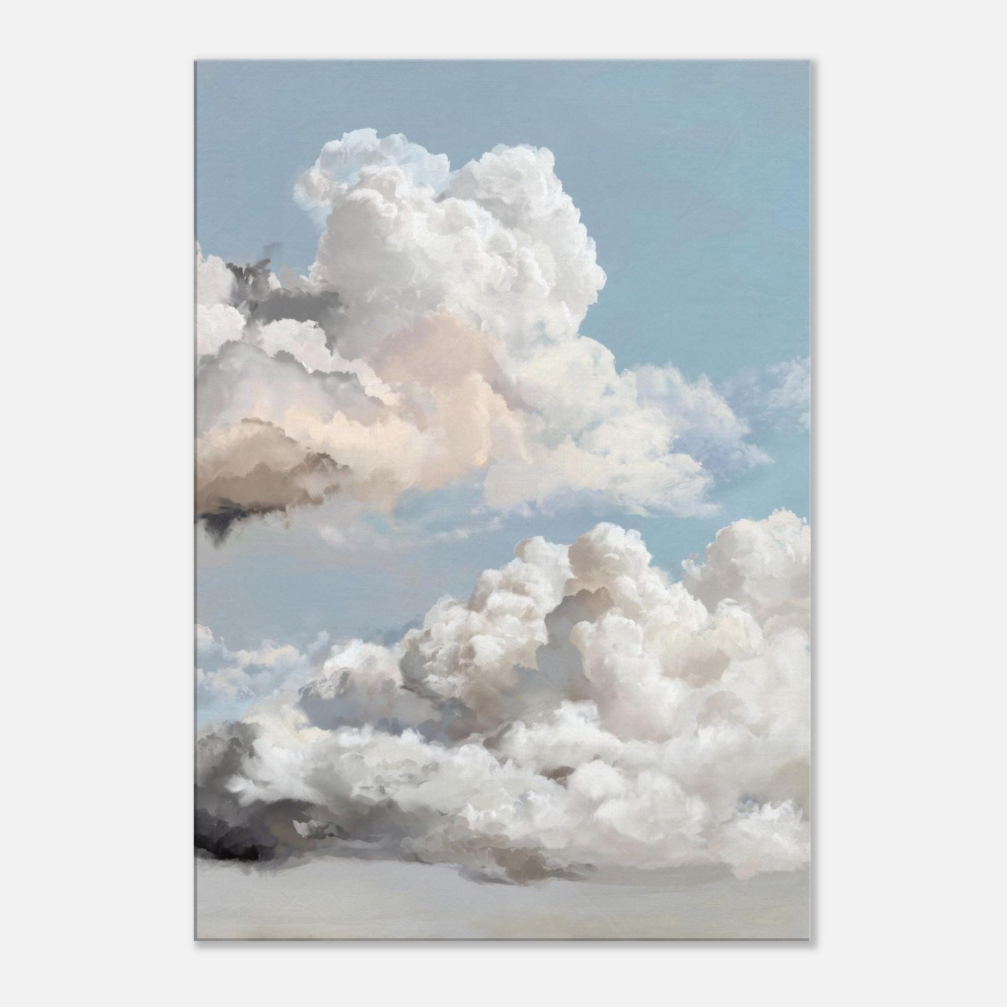 大きな雲の絵、灰色の空の抽象画、雲のキャンバス、雲の抽象アート