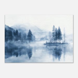Misty forest landscape printed on canvas, nature wall art, landscape canvas print, minimalist wall decor, ready to hang