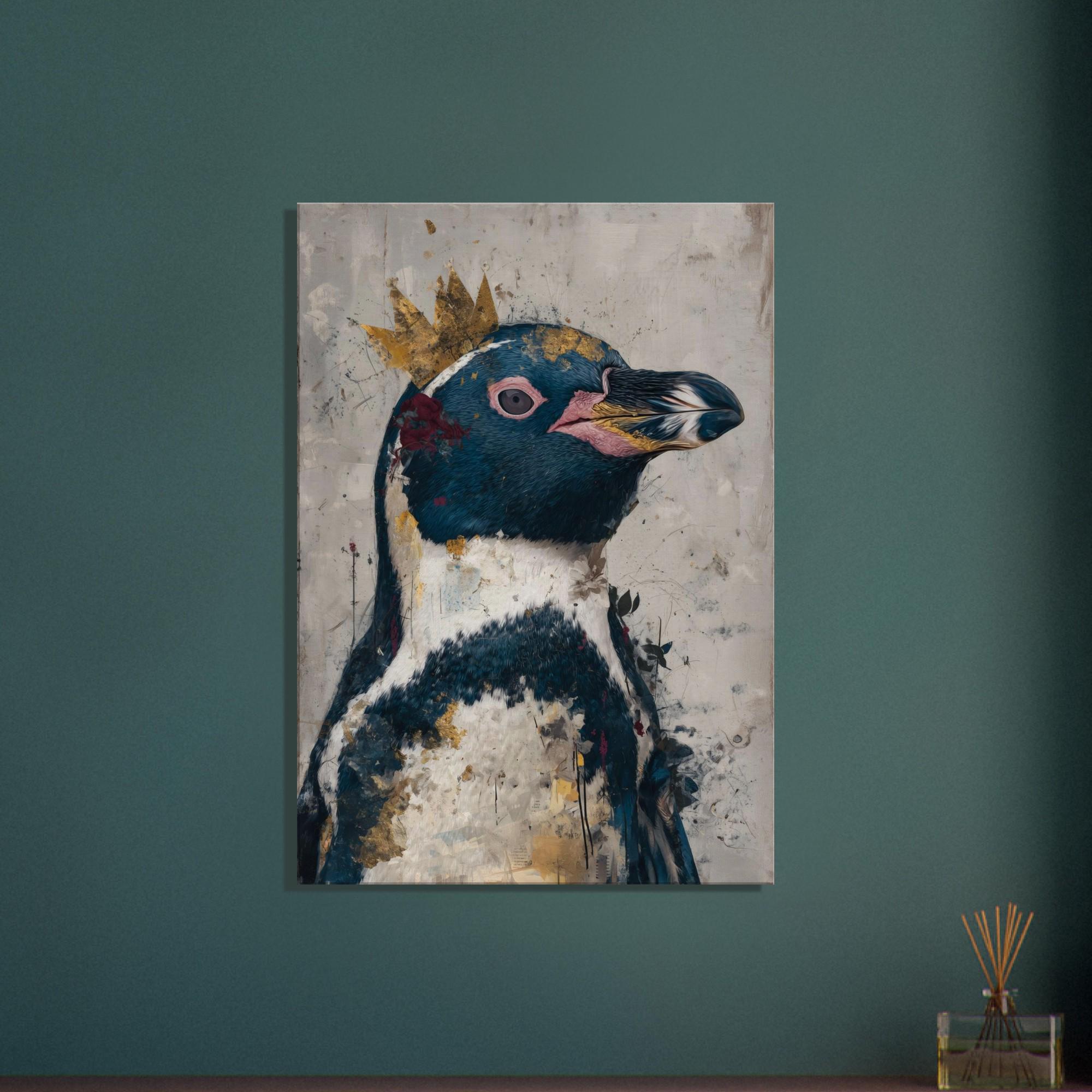 カンムリペンギンのキャンバス画、ペンギンのウォールアート、抽象的な
