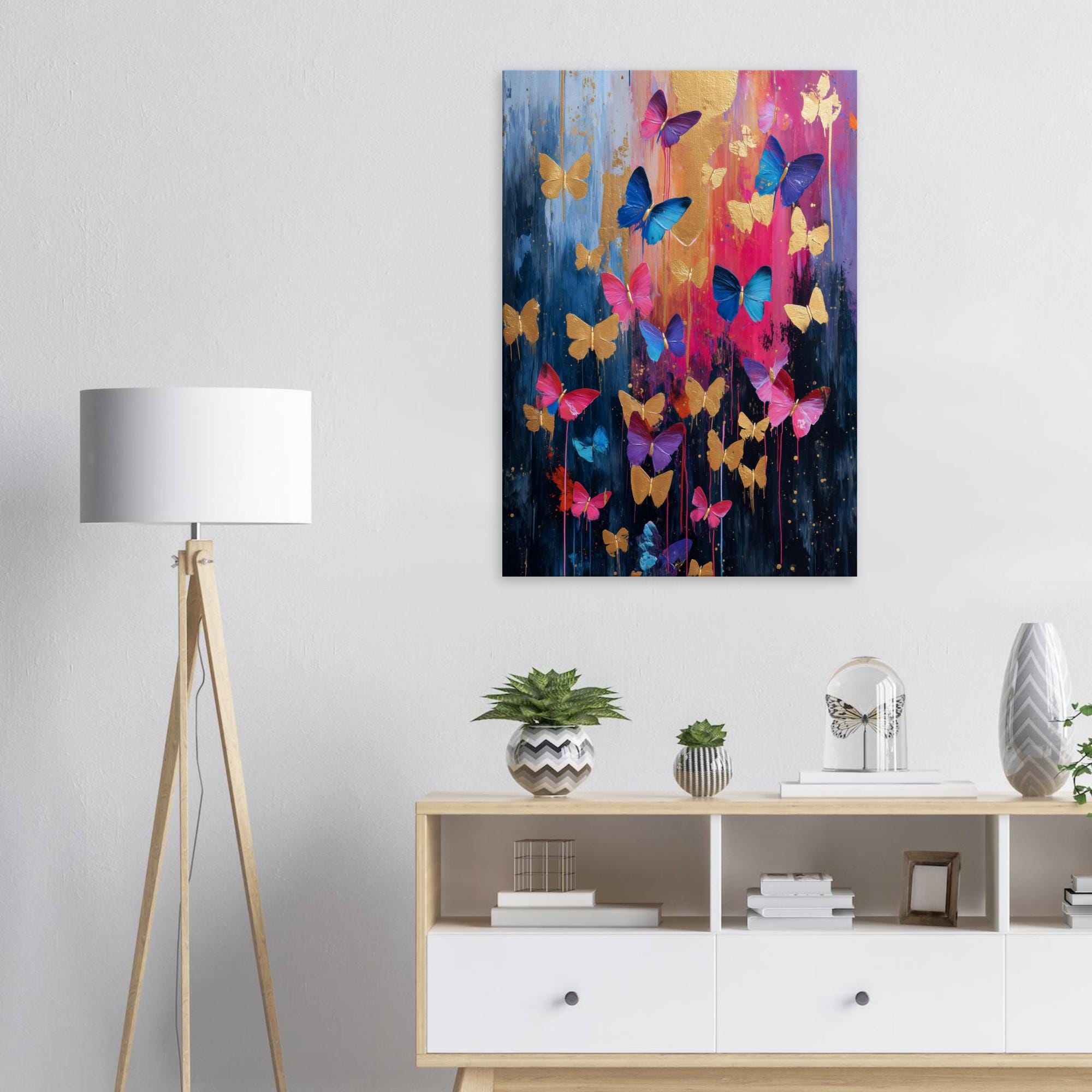 Butterfly Wall Art, Abstract Butterfly Art Print, Large Colorful ...